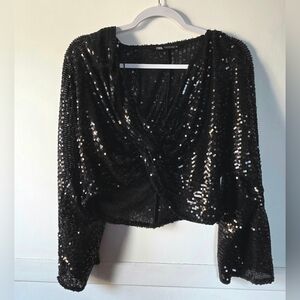 Zara Black Sequin Women's Top Medium